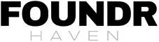 Black 'FOUNDR HAVEN' text on a transparant background